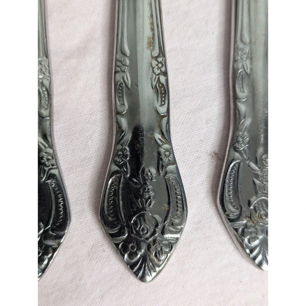 6 lot H.F. LTD Stainless stamped flower pattern knife‎ knives estate find